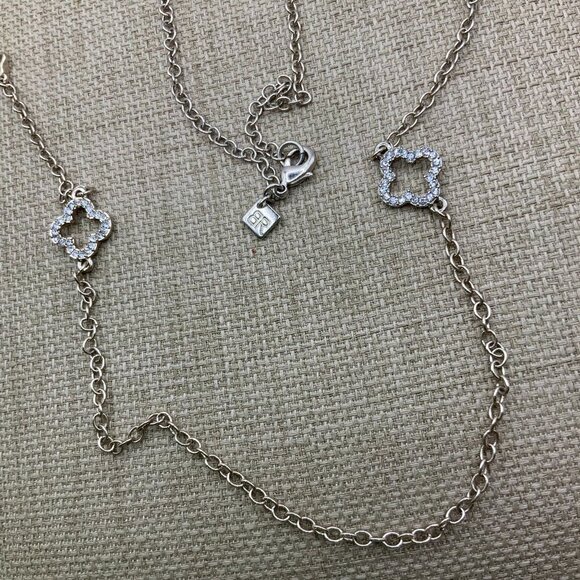 Banana Republic Rhinestone Clover Gold Tone Chain Necklace - Picture 1 of 7